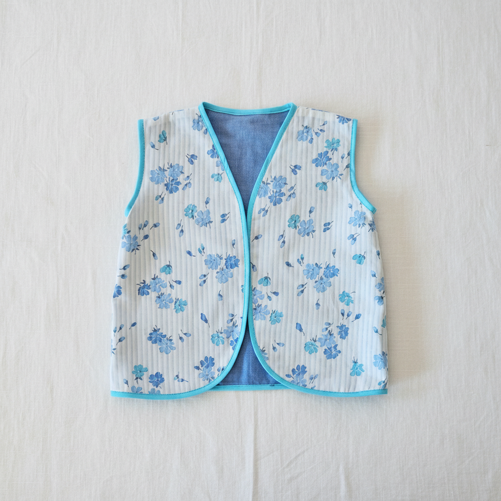 Gilet matelassé fleuri fond minimaliste
