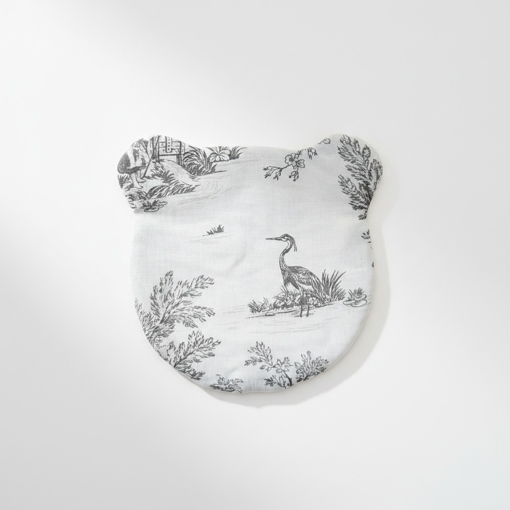 Dessous-de-verre ourson fait main toile de Jouy héron gris
