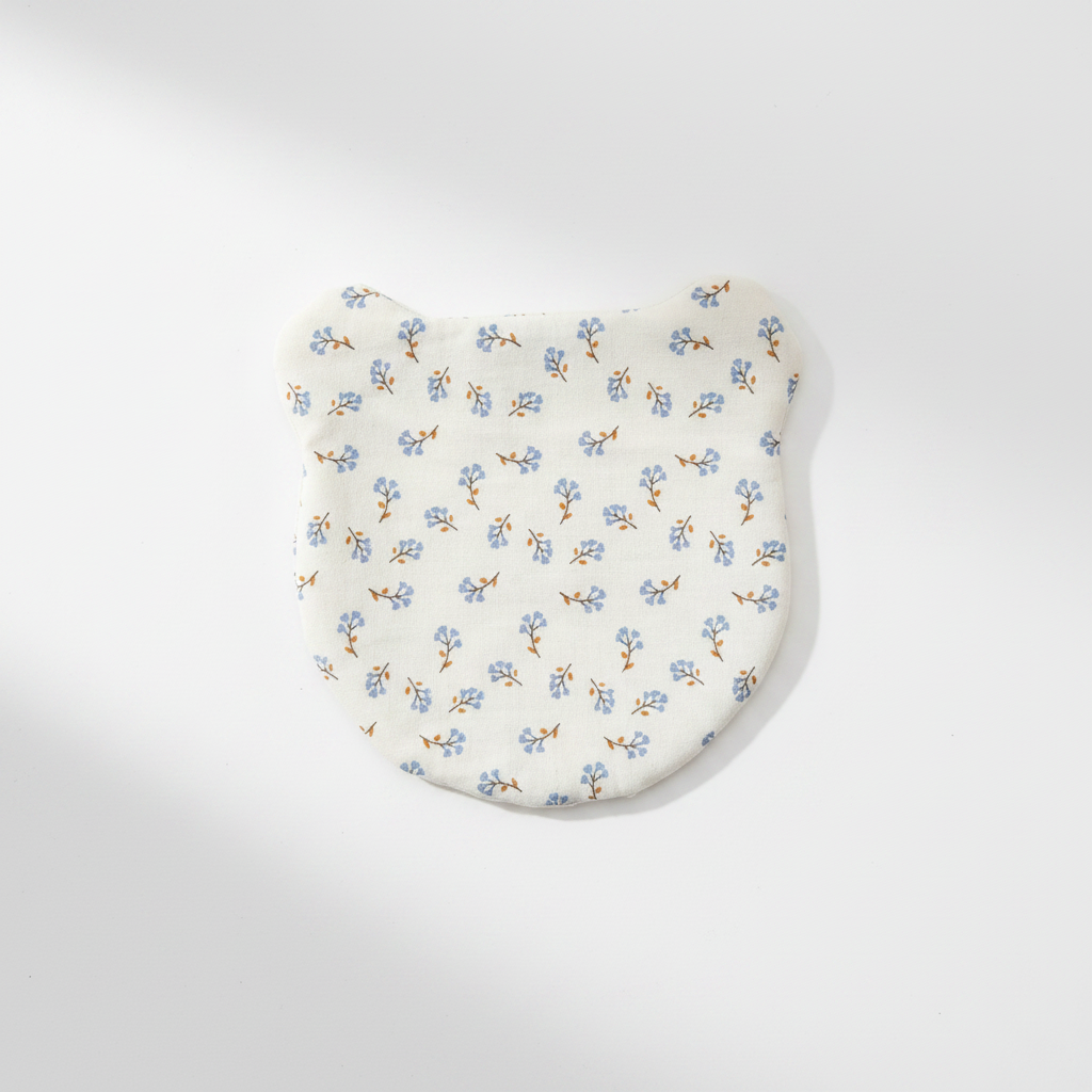 Dessous-de-verre ourson fait main tissu fleurs bleues