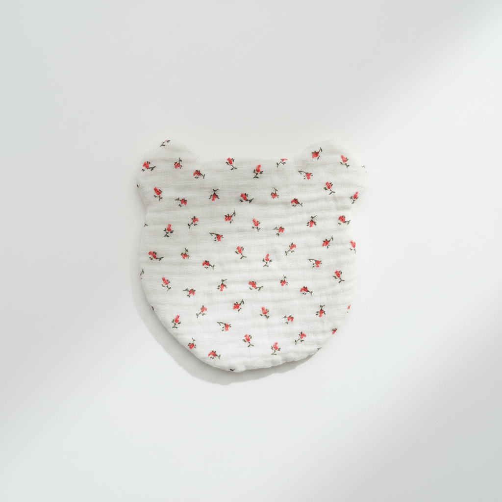 Dessous-de-verre ourson fait main petites roses rouges