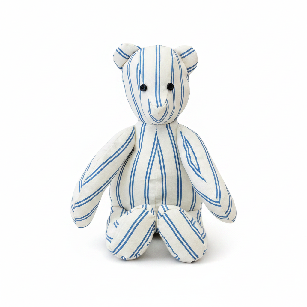 Ourson rayé bleu format carré