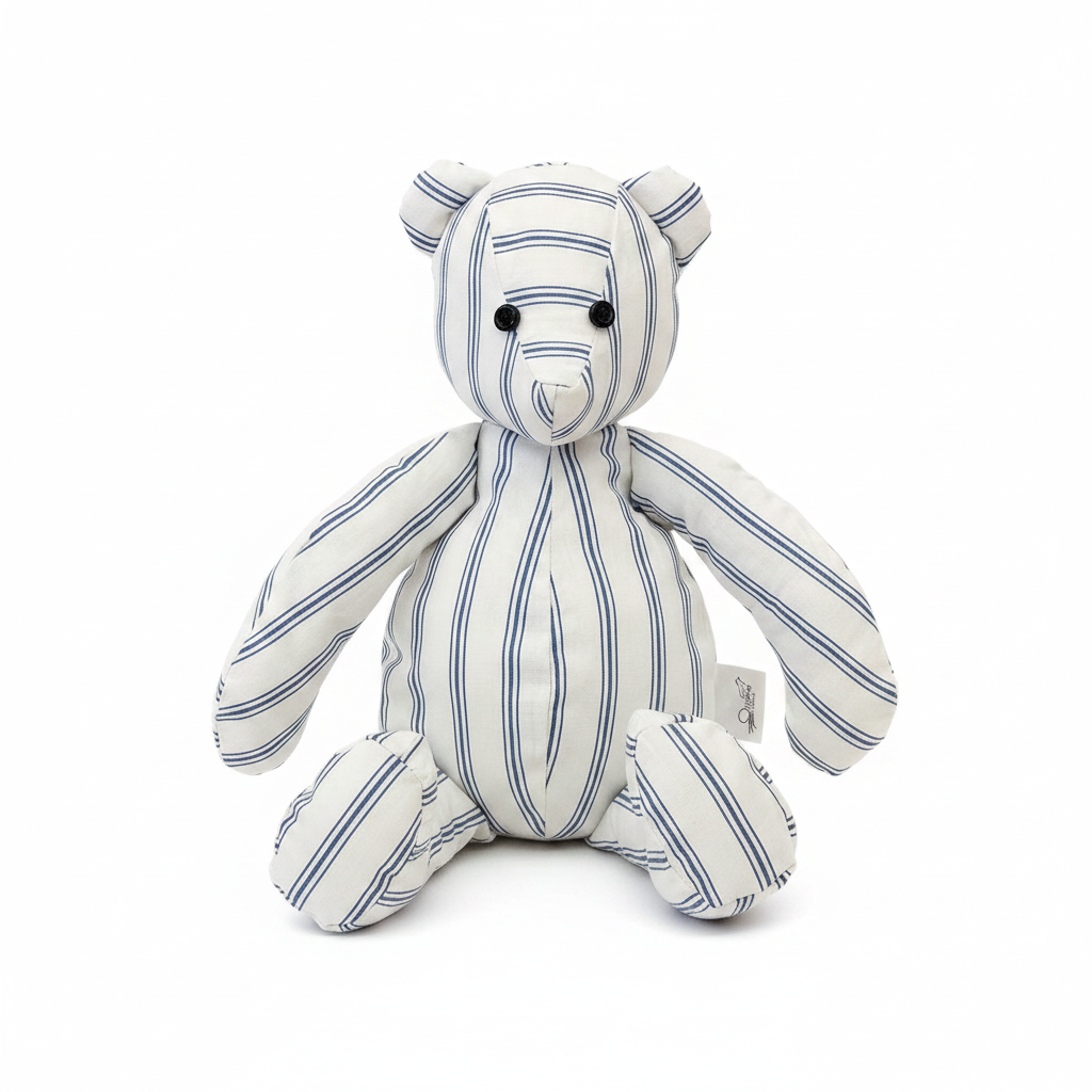 Ourson rayé marine format carré