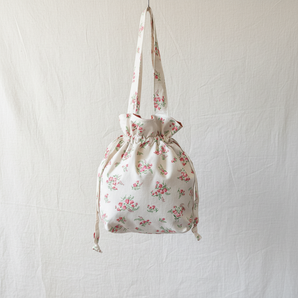 Sac bourse fleuri fond minimaliste